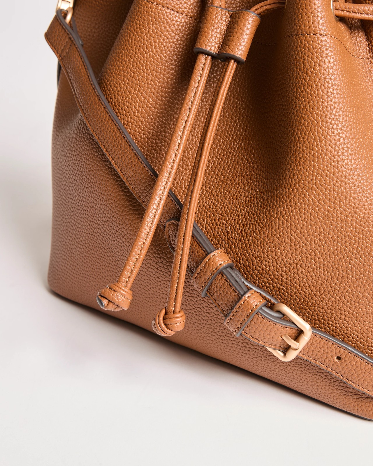 Top Handle Bucket Bag - Tan 2 of 2
