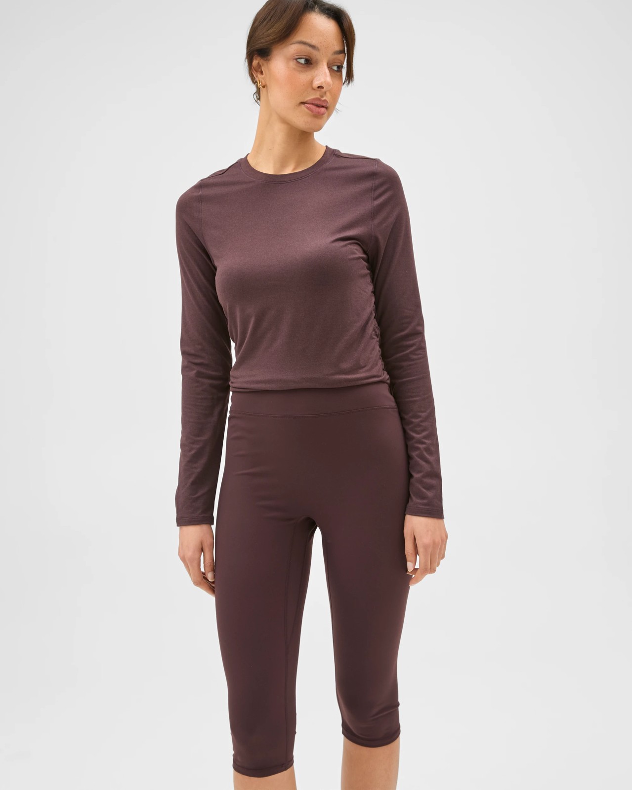 Active Studio Soft Crop Length Yoga Tights - Raisin 3 of 6