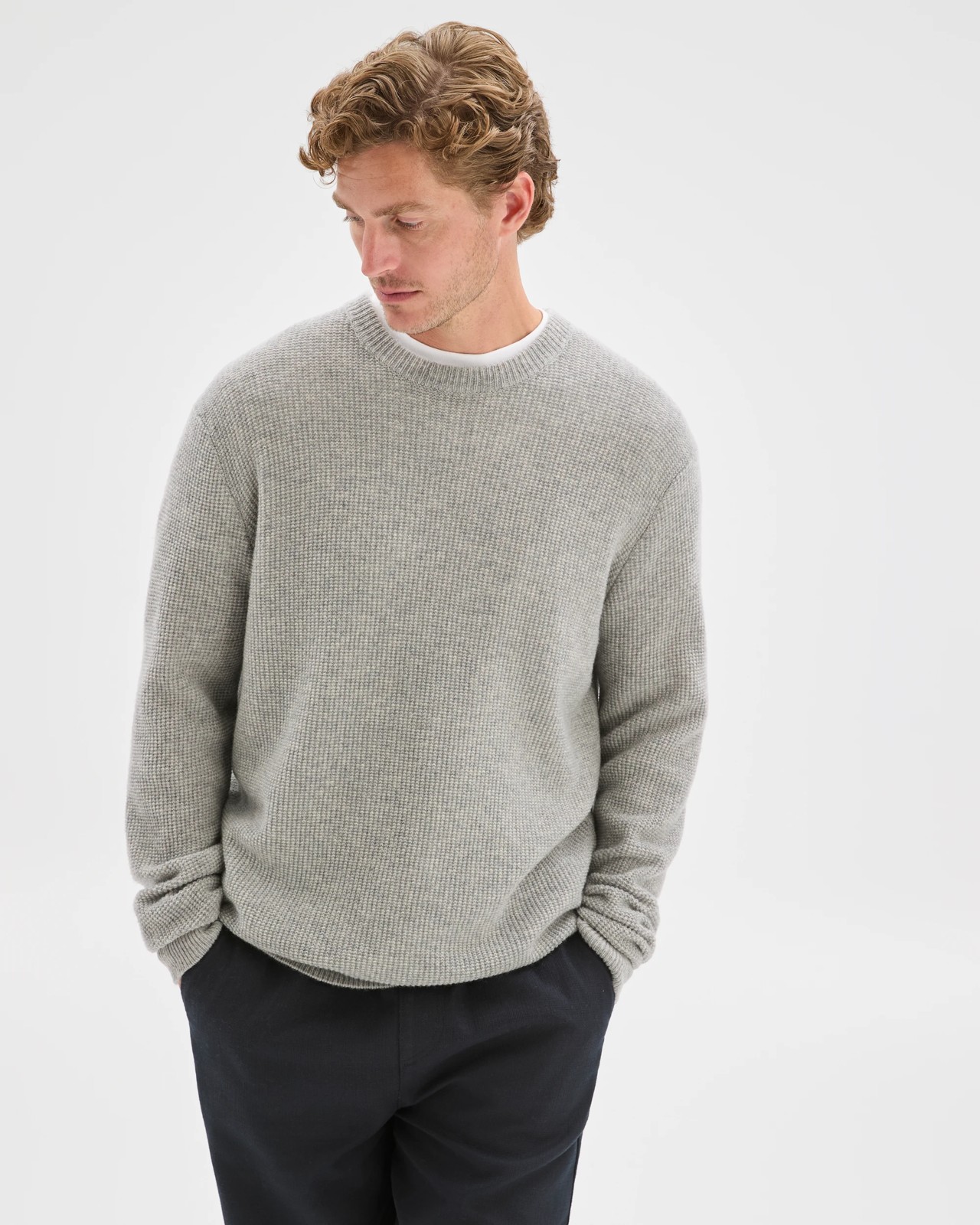 Lambswool Long Sleeve Crew Neck Knit Jumper - Grey Marle 4 of 6