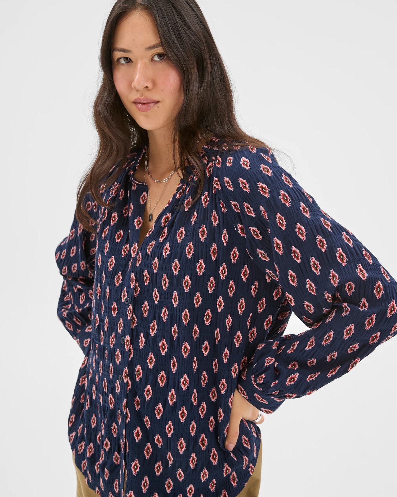 Long Sleeve Romantic Blouse - Print 2 of 6