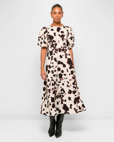 Puff Sleeve Midi Dress - Preview