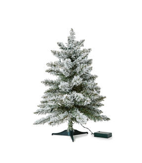 60cm (2ft) Light Up Mini Green Flocked Christmas Tree - Anko