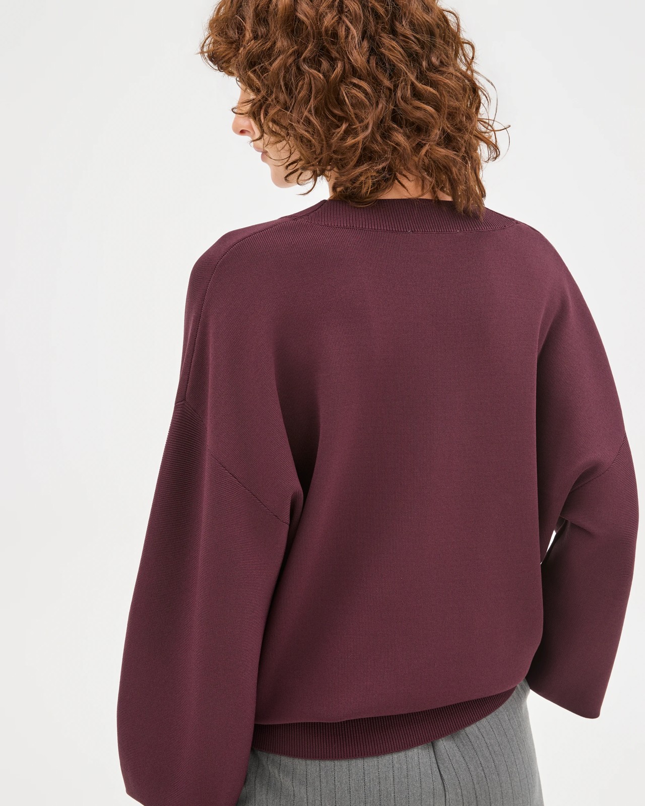 Preview Crepe Knit V-Neck Sweater - Pinot 6 of 6