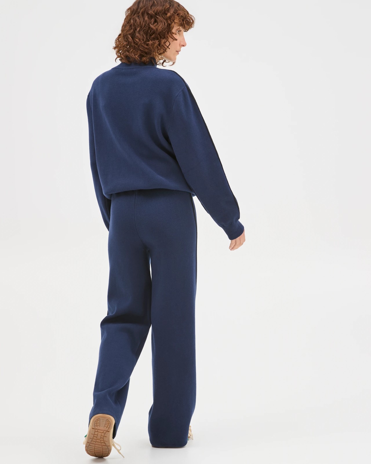 Active Australian Cotton Blend Side Stripe Wide Leg Pants - Navy 5 of 6