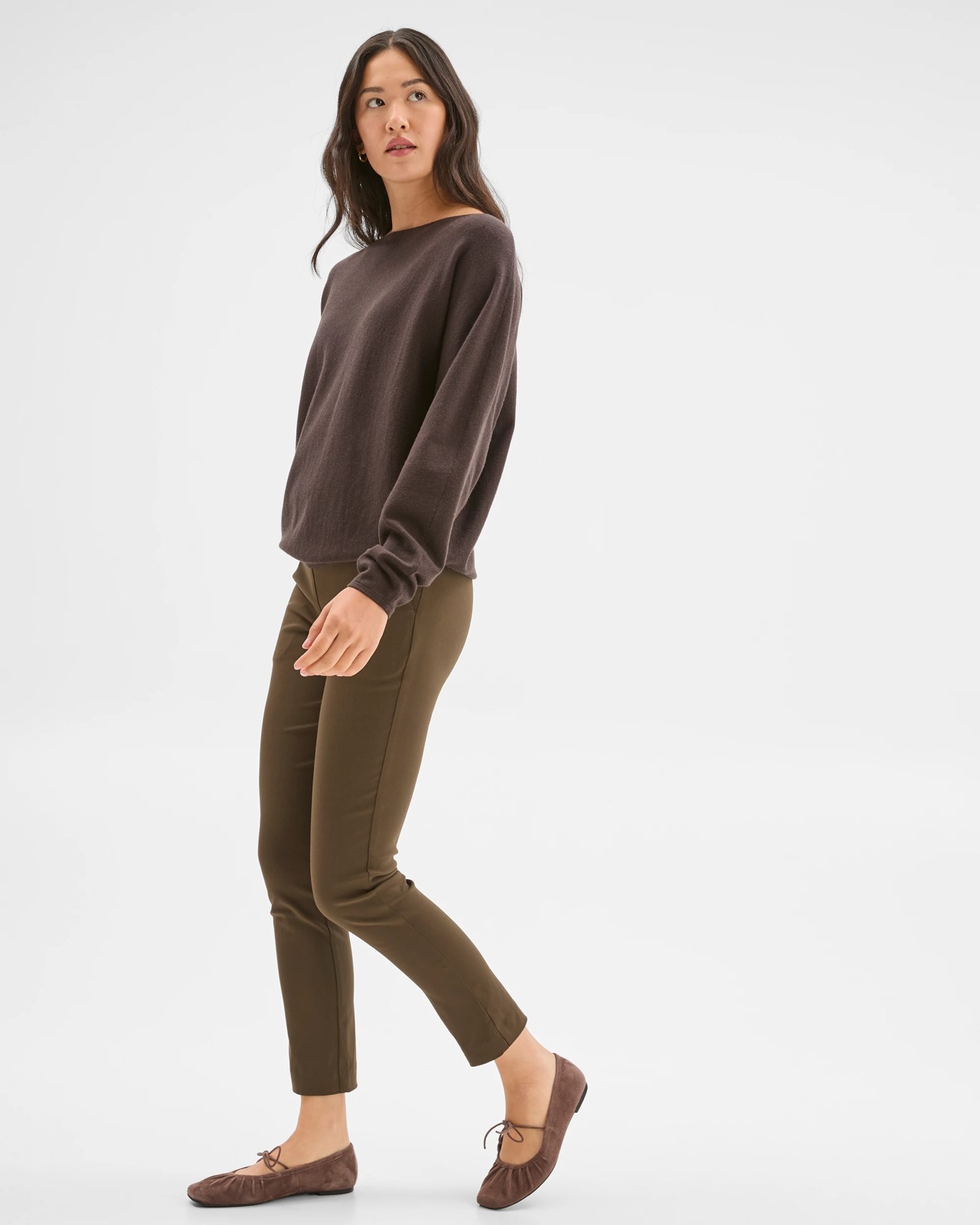 Preview Dolman Sleeve Boat Neck Knit Sweater - Truffle 5 of 5