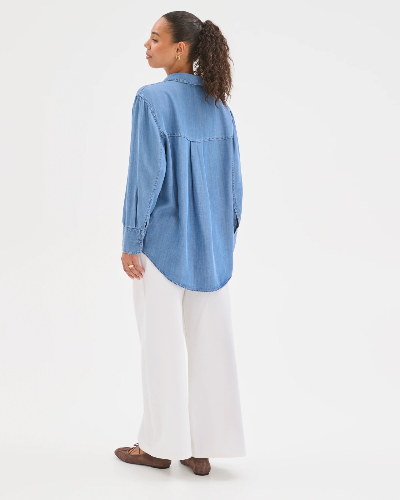Long Sleeve Chambray Tie Shirt 6 of 6