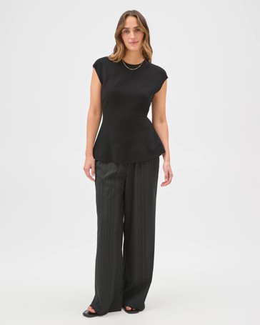 Preview Sleeveless Crepe Knit Peplum Top