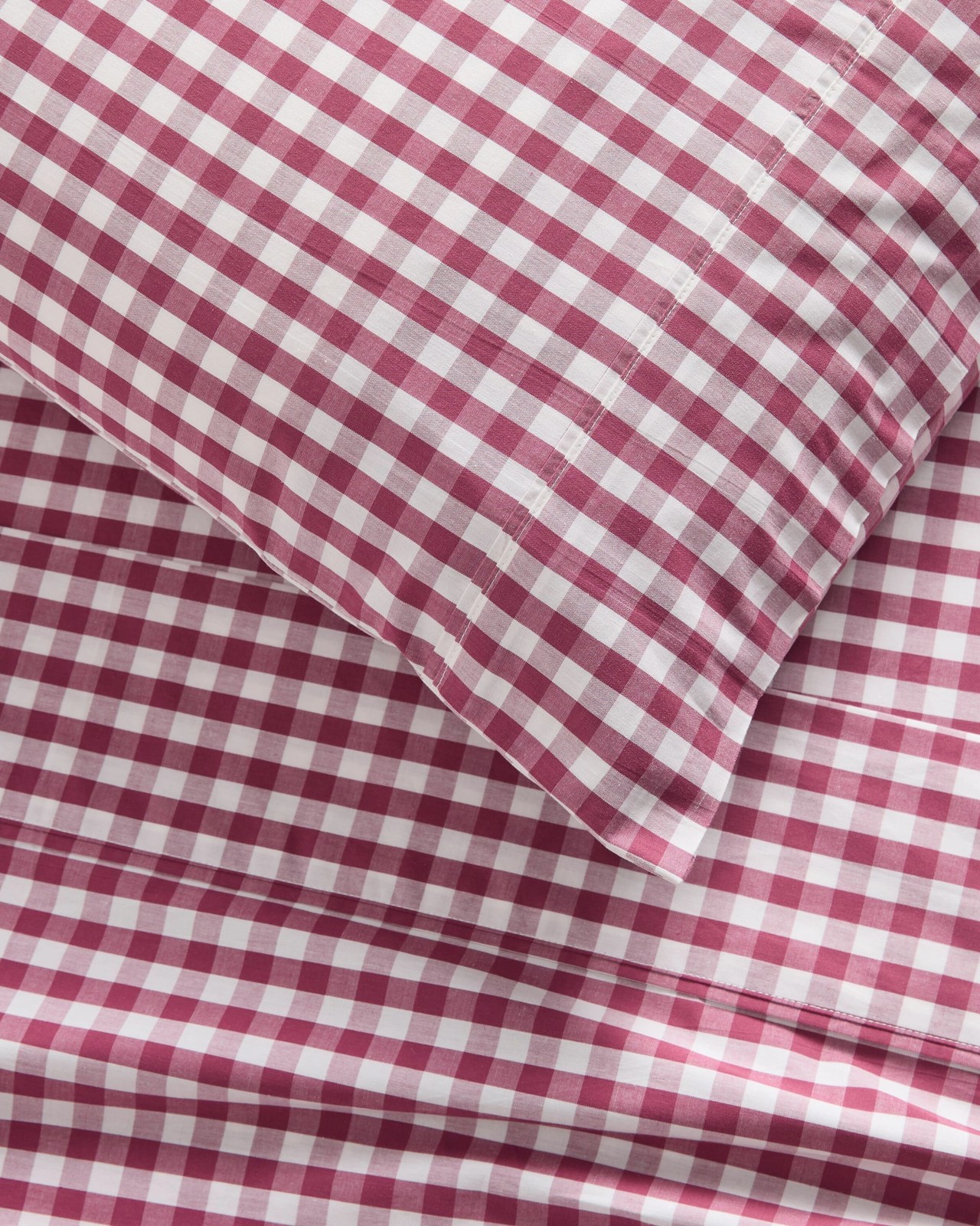 Gingham Australian Cotton Mix & Match Fitted Sheet - Vintage Rose - QB 2 of 4