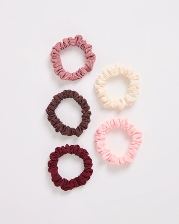 5 Pack Mini Textured Scrunchies