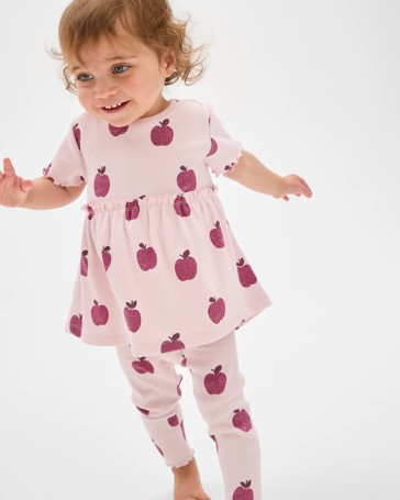 Organic Cotton Baby Rib Dress and Leggings 2 Piece Set