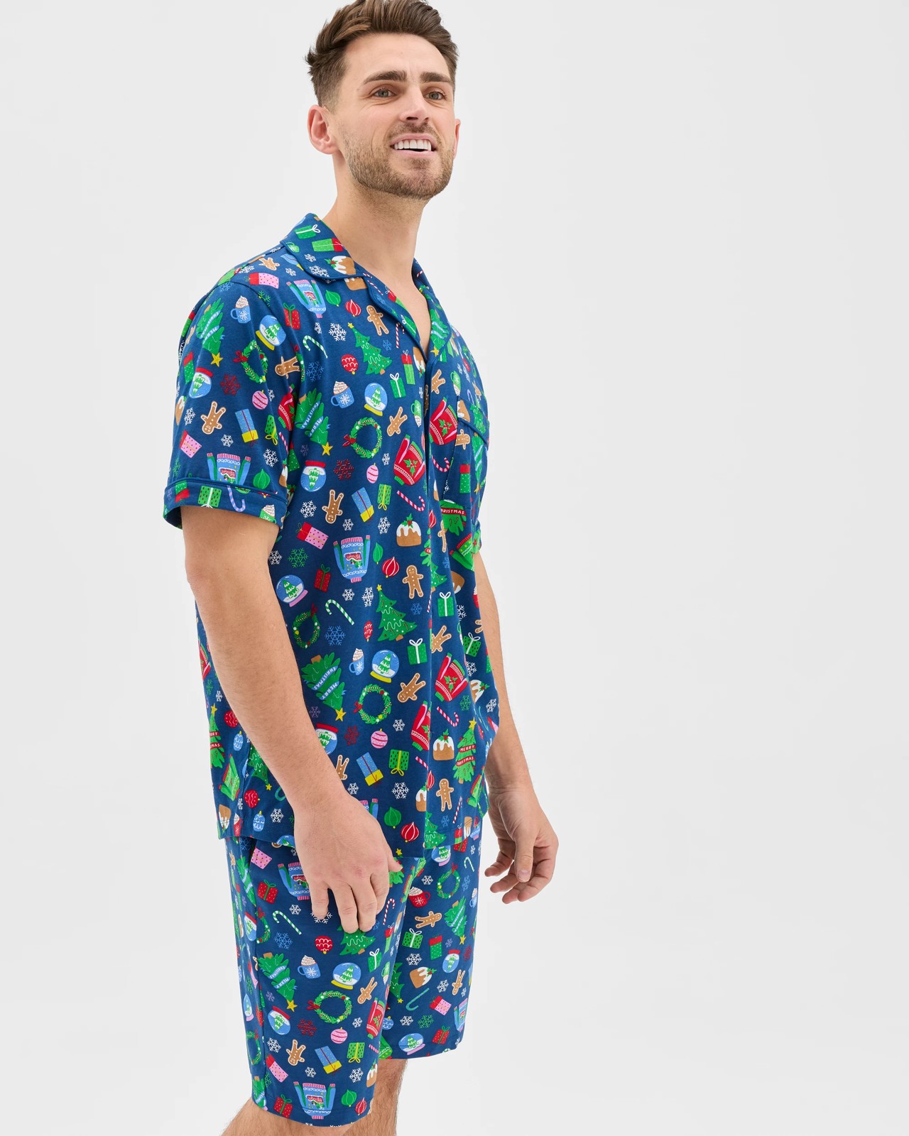 Maxx Australian Cotton Short Sleeve Top & Shorts Christmas Pyjama Set 4 of 5