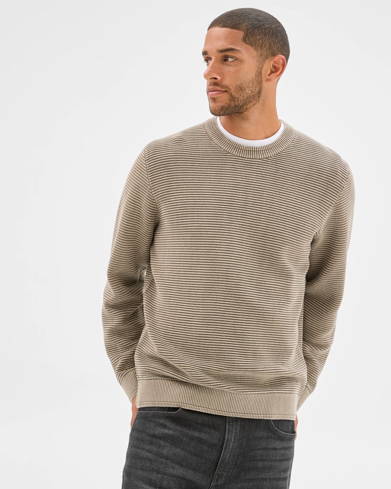 Australian Cotton Ottoman Knit Jumper - Mushroom 3 of 6