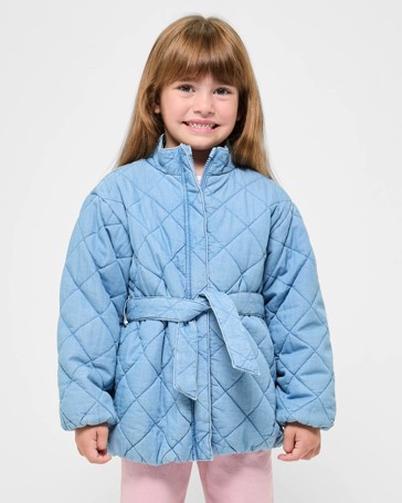Quilted Chambray Tie-Waist Robe Jacket