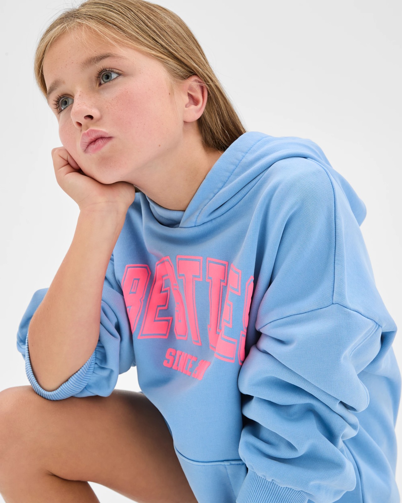 Australian Cotton Blend Fashion Washed Hooded Jumper - Blue 3 of 6