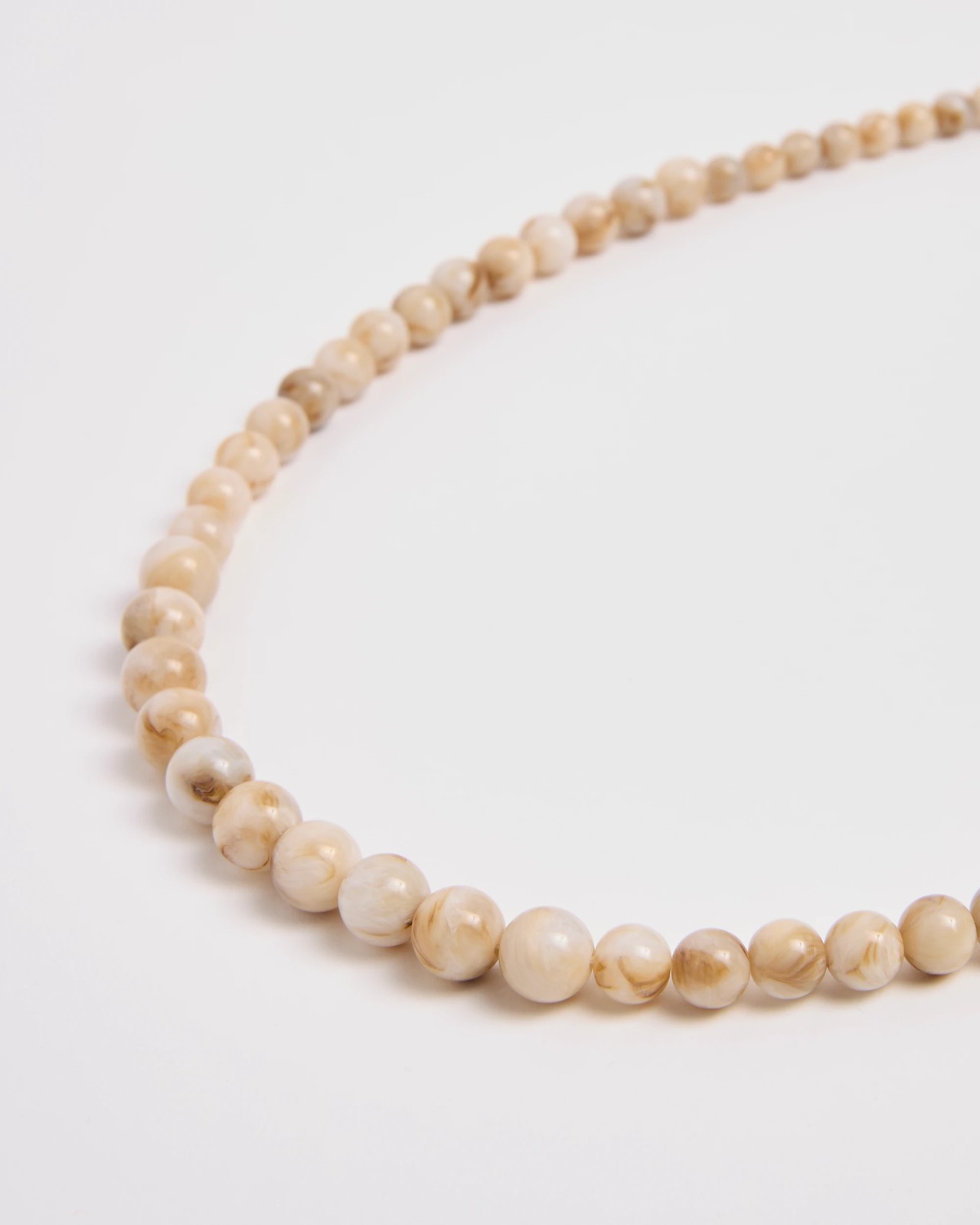 Long Graduate Bead Necklace - Natural Marble 2 of 2