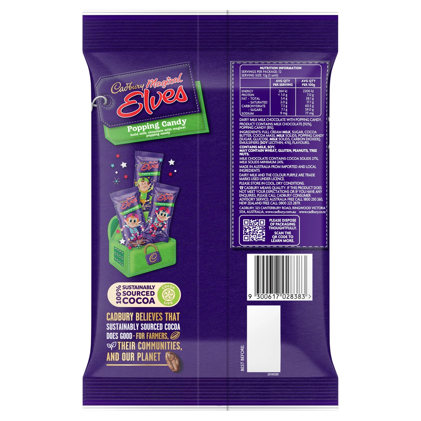 Cadbury 12 Pack Magical Elves Popping Candy Share Pack 144g 2 of 6