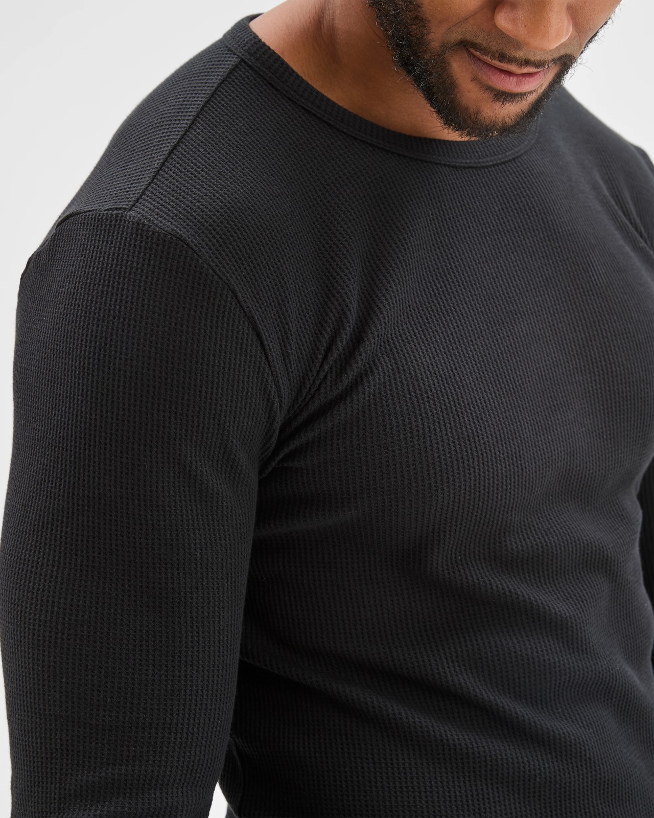Maxx Australian Cotton Blend Long Sleeve Waffle Thermal Top - Black 5 of 6