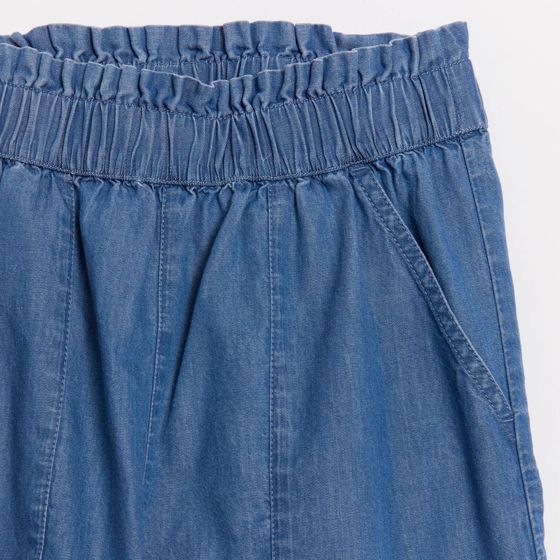 Blue Chambray Scalloped Shorts main image 0