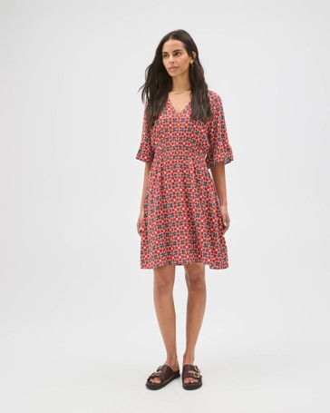 Short Sleeve Frill Detail Mini Dress