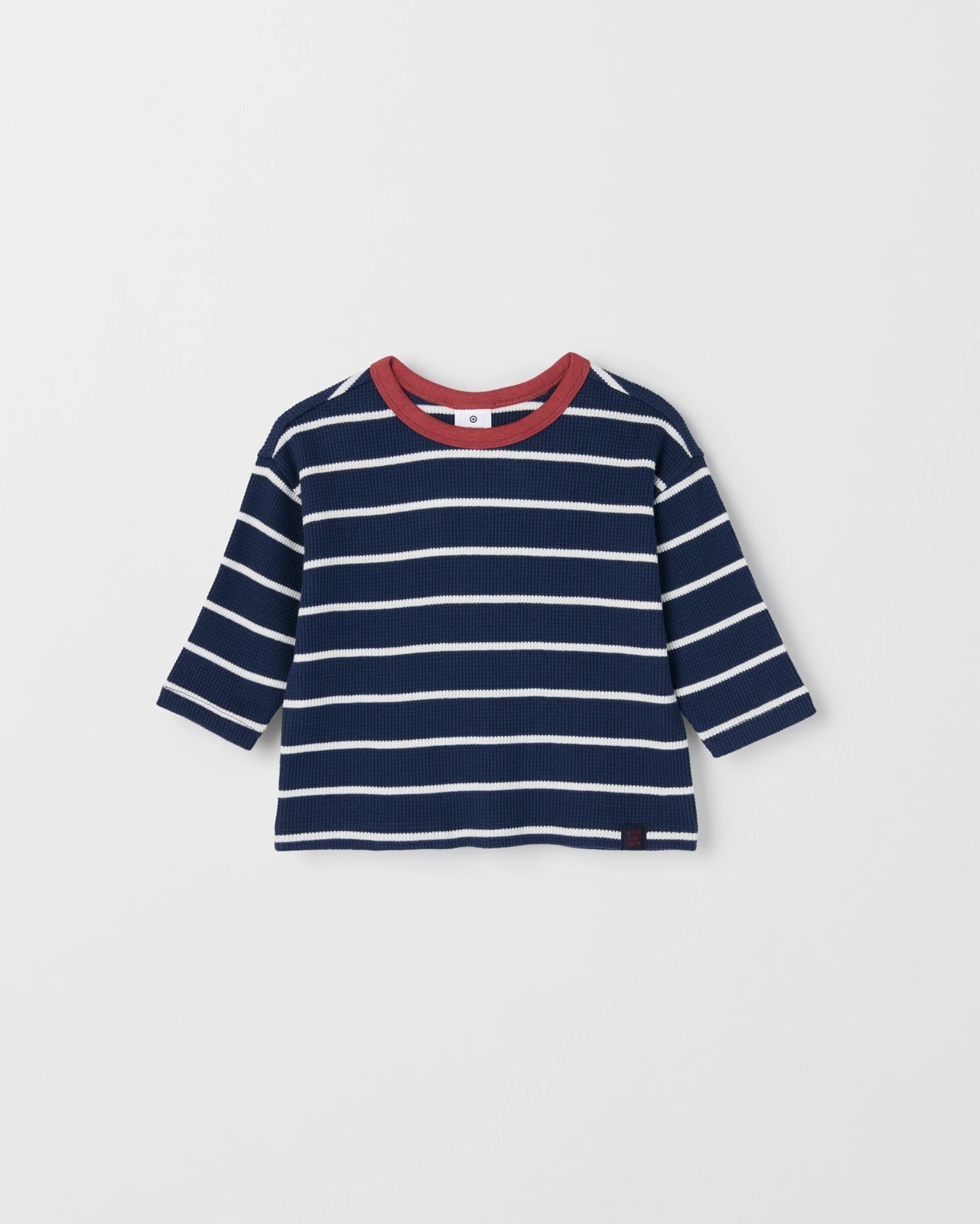 Baby Organic Cotton 2 Pack Long Sleeve Waffle & Rib T-Shirt - Cloud Dancer Stripe 3 of 4