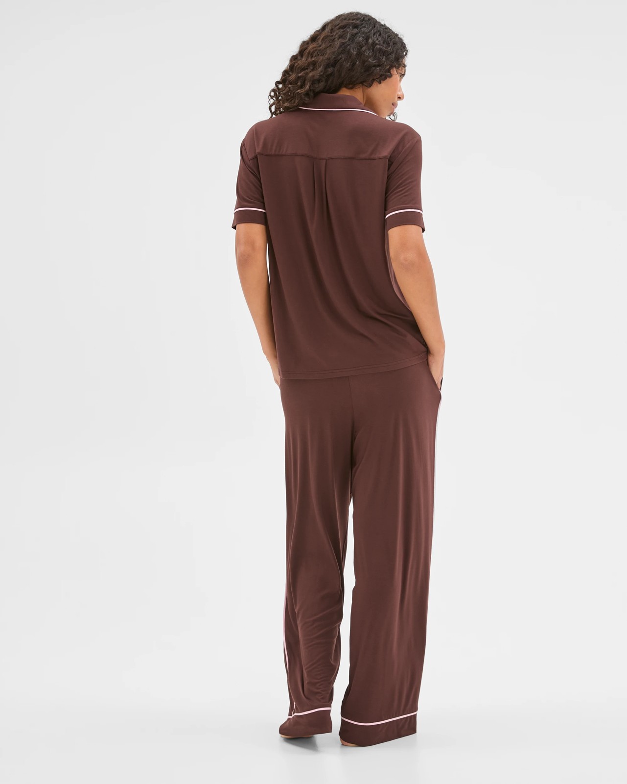 Soft Comfort Bamboo Top and Pants Pyjama Set - Chocolate 5 of 5