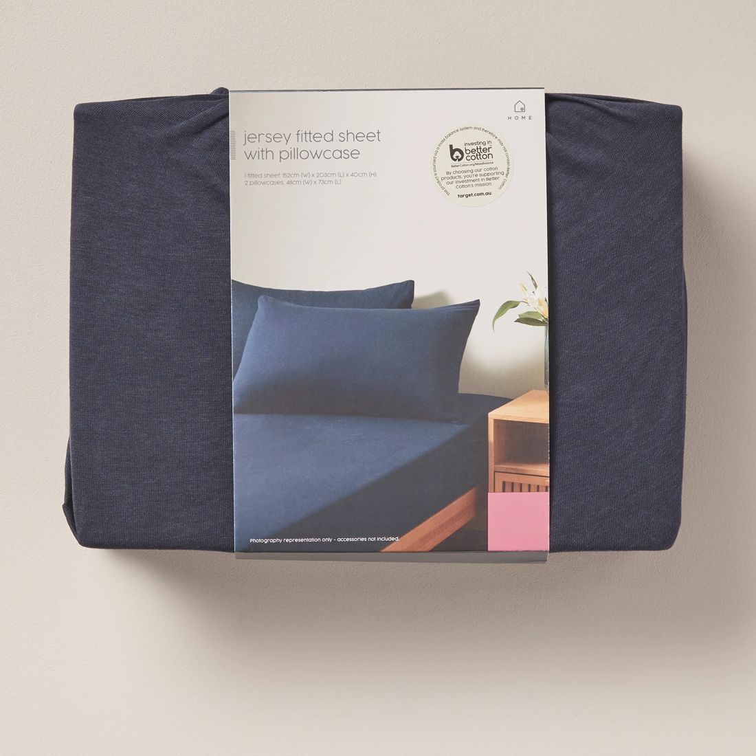 Jersey Fitted Sheet With Pillowcase Navy Blue Target Australia