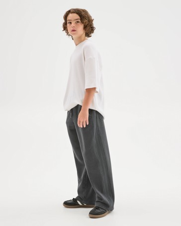 Australian Cotton Blend French Terry Side Stripe Wide Leg Trackpants