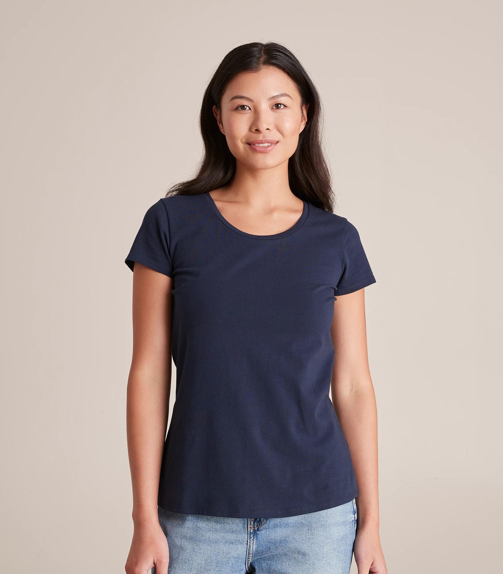 Navy blue outlet round neck shirt