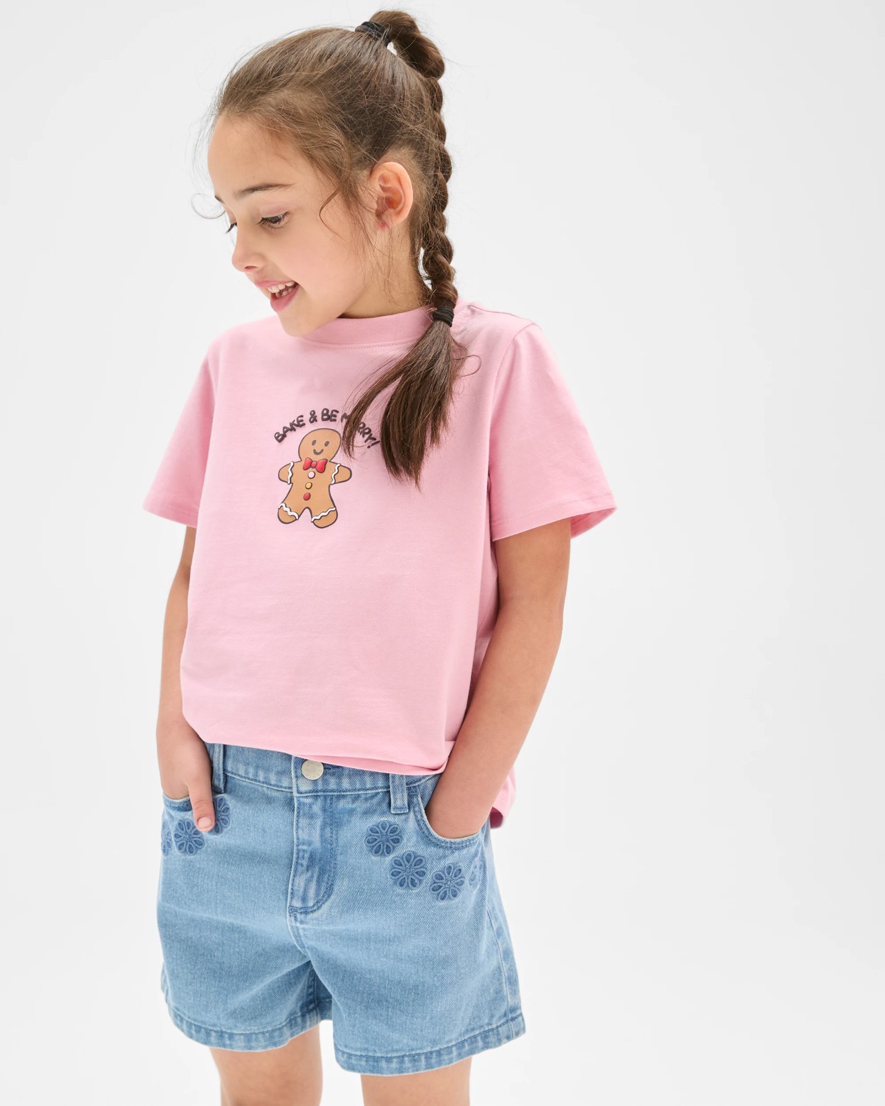 Australian Cotton Christmas Event Boxy Fit T-Shirt - Gingerbread Placement Pink 4 of 6