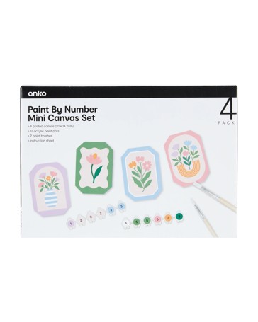 Anko 4 Pack Paint by Numbers Mini Canvas Set - Bloom Core