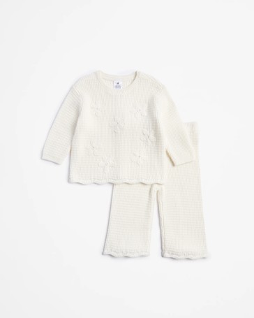 Baby Organic Cotton Knit Top & Pants 2 Piece Set
