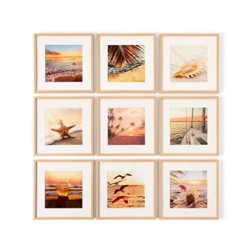 9 Piece Gallery Wall Frame Set - Oak