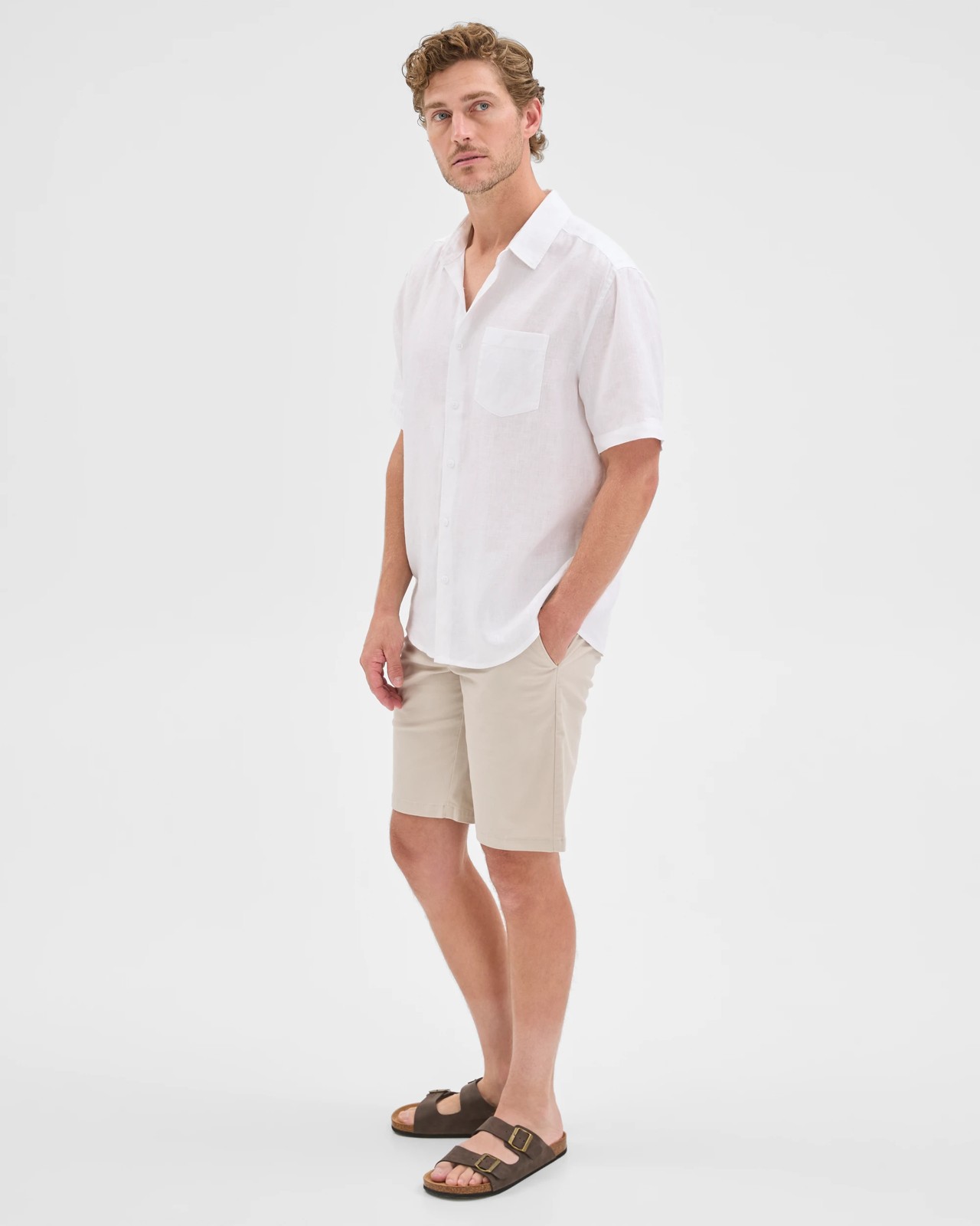 Australian Cotton Regular Stretch Chino Shorts - Light Stone 4 of 5