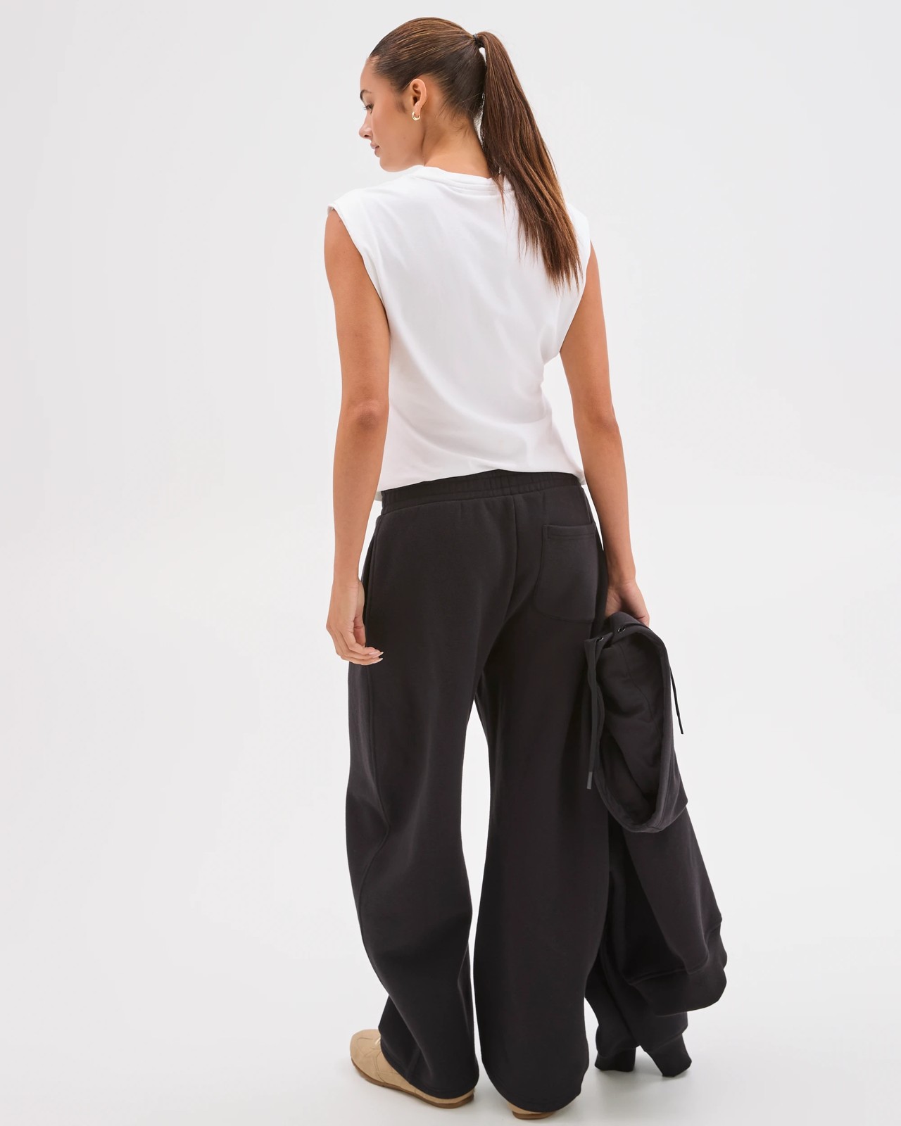 Lily Loves Australian Cotton Blend Bow Leg Trackpants - Black 2 of 5