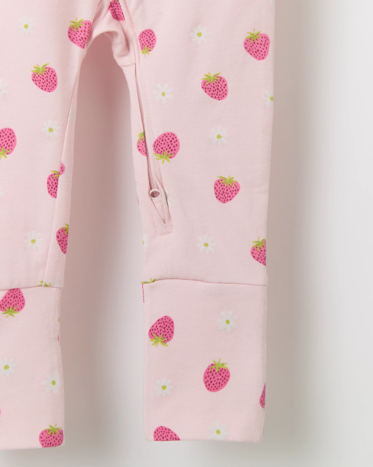 Baby Organic Cotton Zip Front Footless Coverall - Pink Strawberry 3 of 3