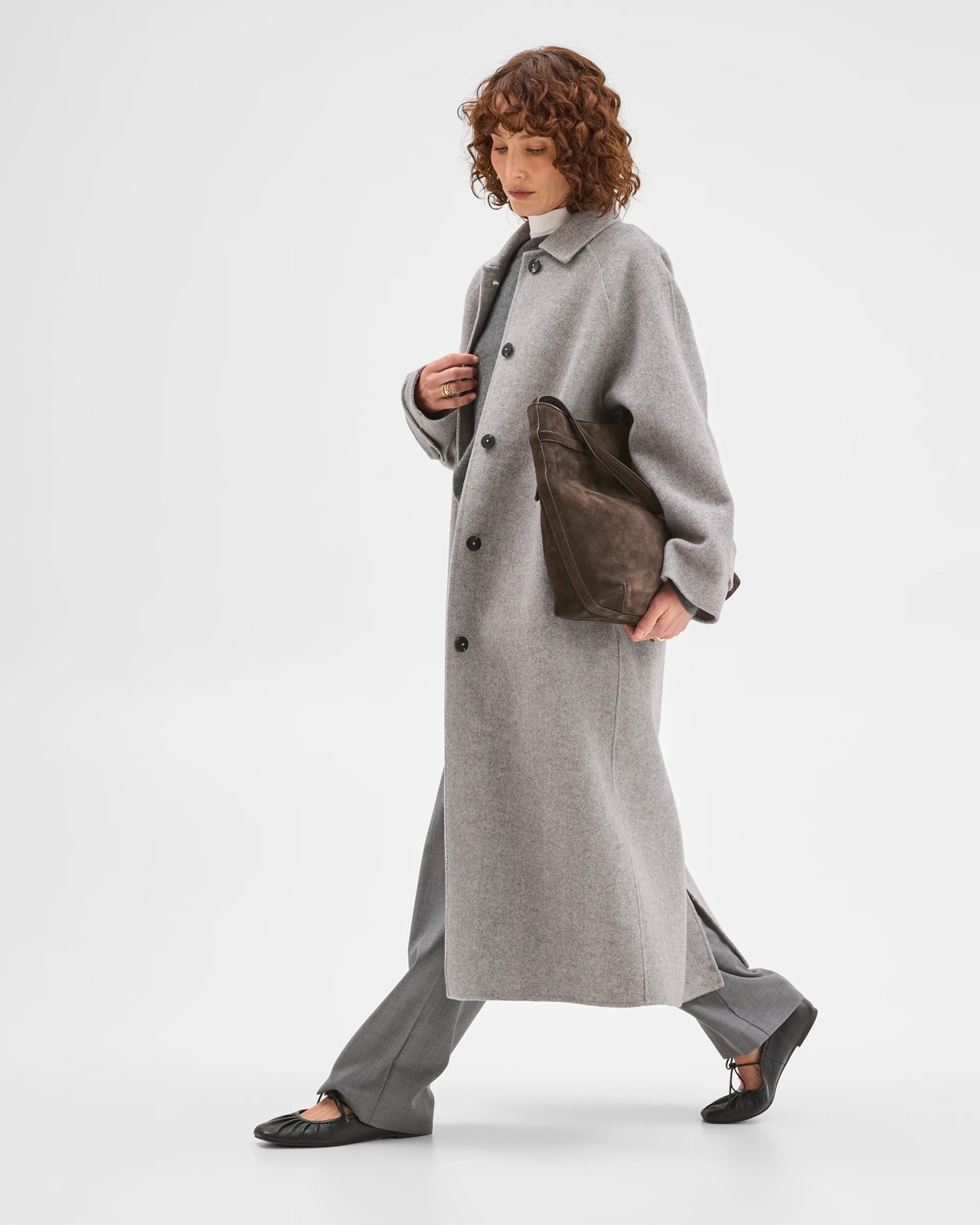 Preview Wool Blend Long Sleeve Collared Coat 2 of 5