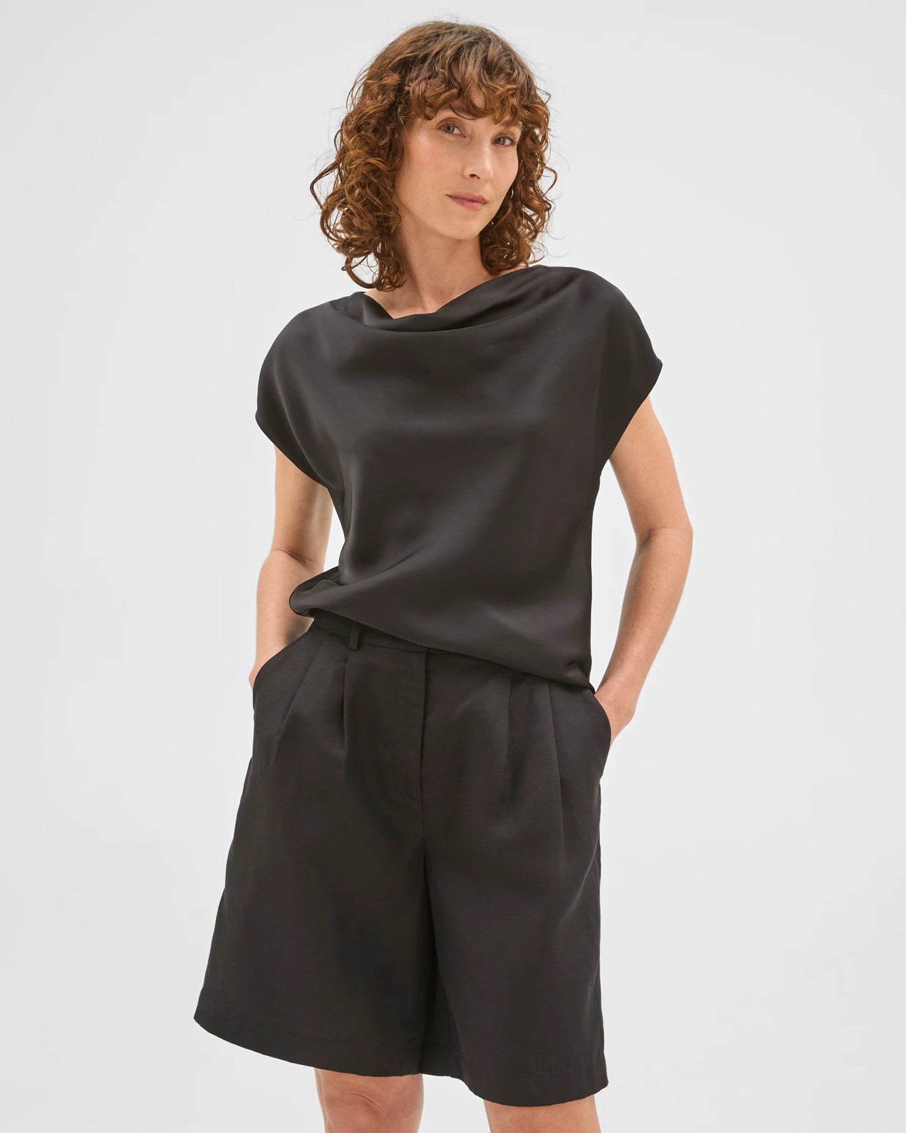 Preview Cowl Neck Drape Satin Blouse 3 of 5