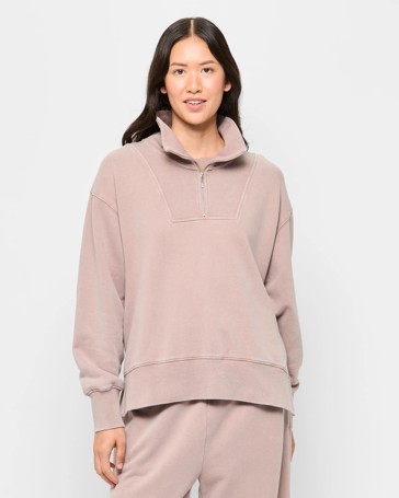 Australian Cotton Garment Dyed Half Zip Jumper