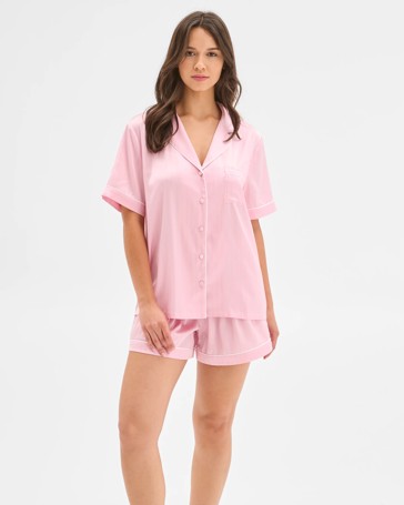 Satin Lurex Shirt and Shorts Pyjama Set