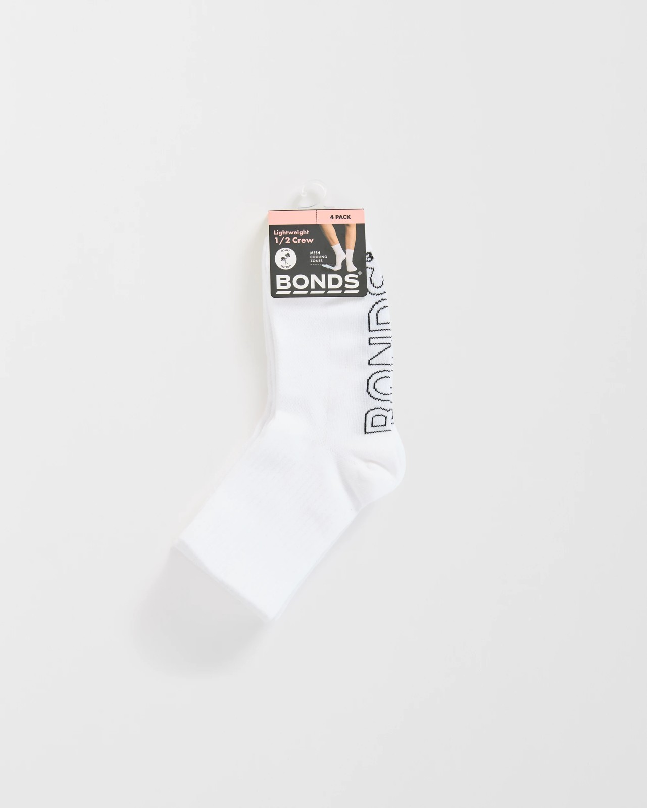 Logo Lightweight Crew Socks 4 Pack - Bonds - White 3 of 3
