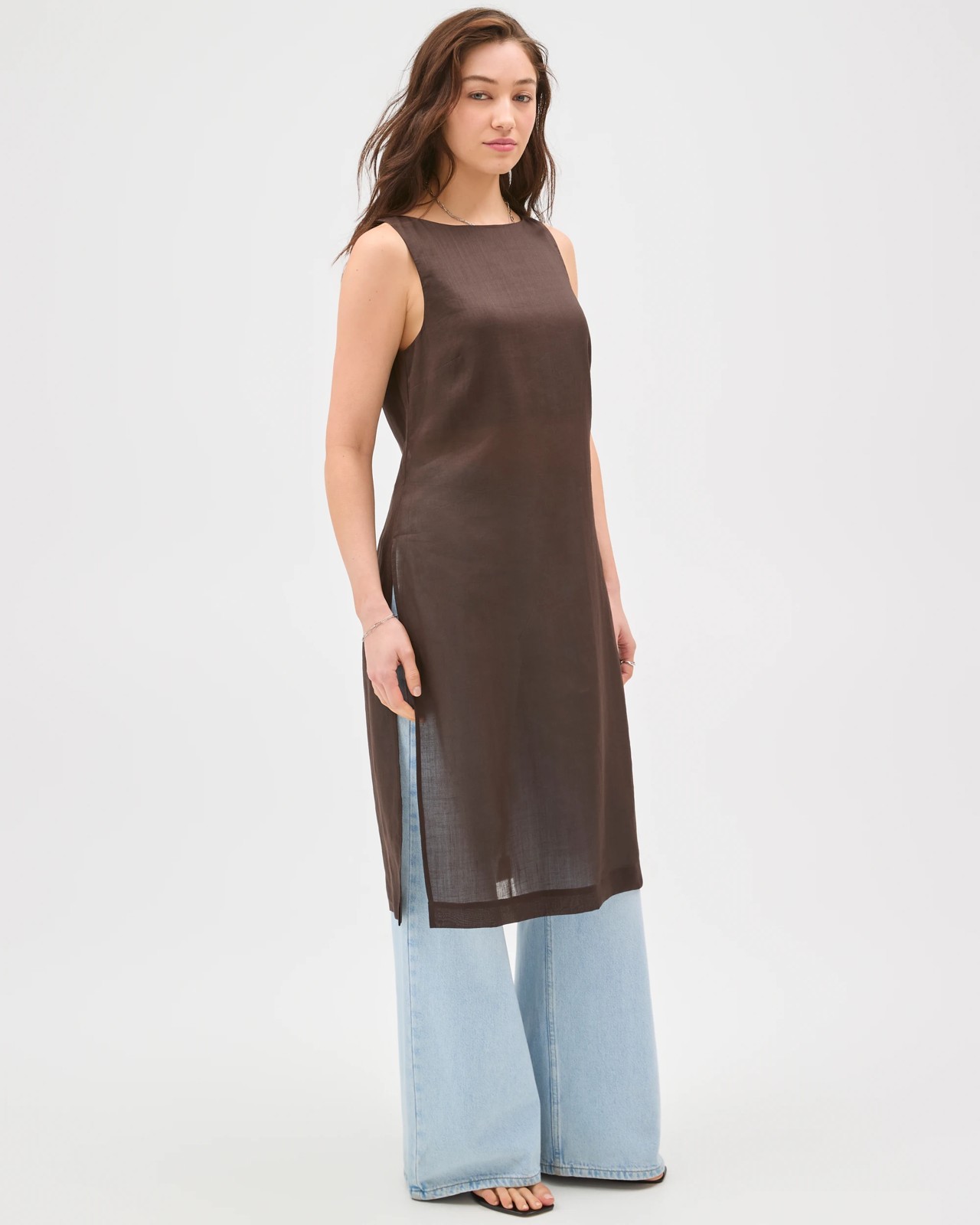 Lily Loves Sheer Tunic Top - Truffle 5 of 5