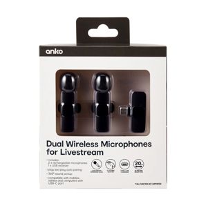 2 Pack Wireless Mini Microphones - Anko