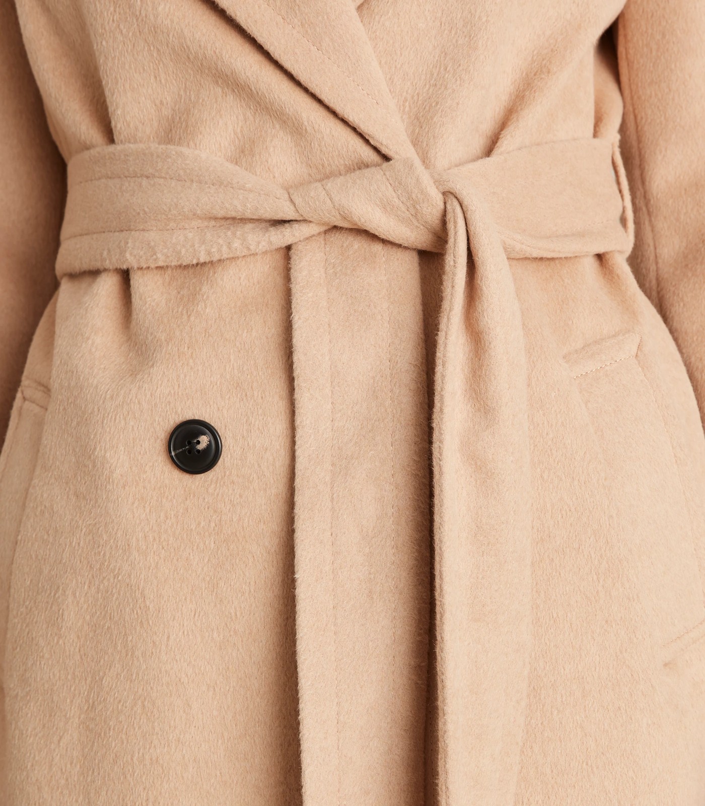 Camel tie store belt coat