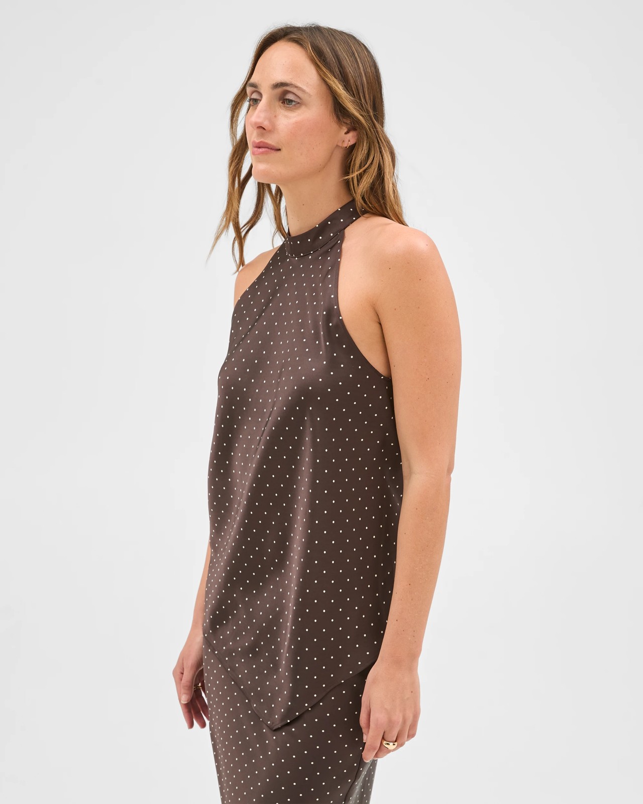 Preview Sleeveless Halter Neck Satin Top 5 of 6