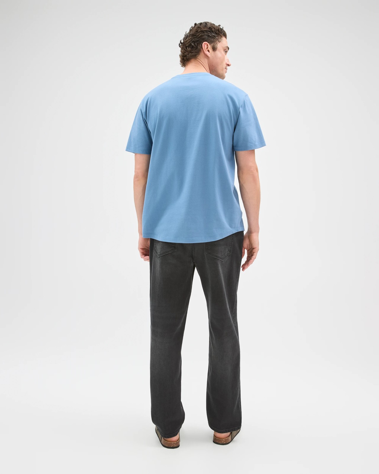 Australian Cotton Curved Hem T-Shirt - Blue 6 of 6