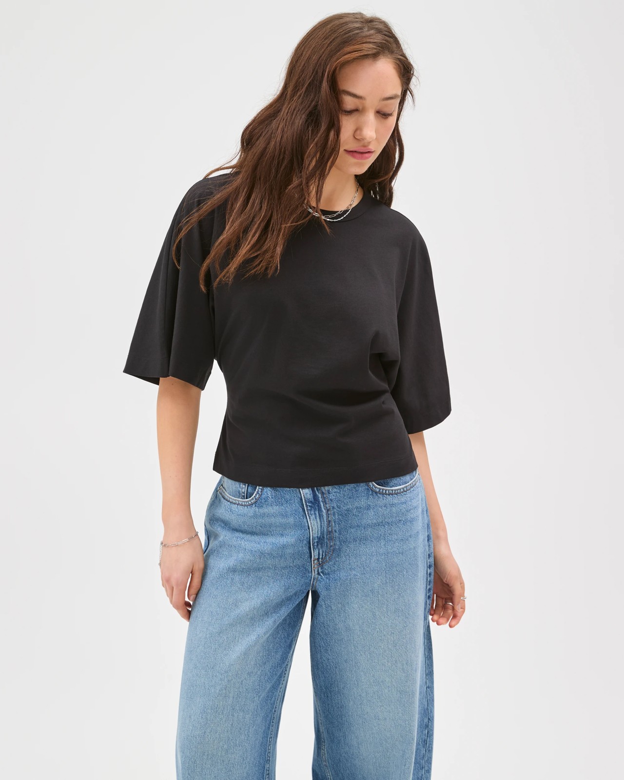 Lily Loves Australian Cotton Tie Detail T-Shirt - Black 3 of 6
