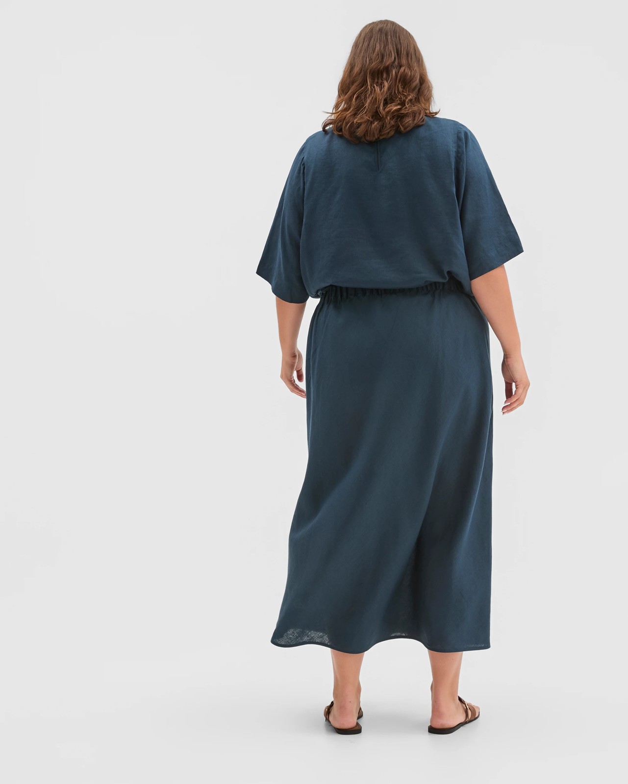 Plus Size European Linen Seam Detail Skirt 4 of 6