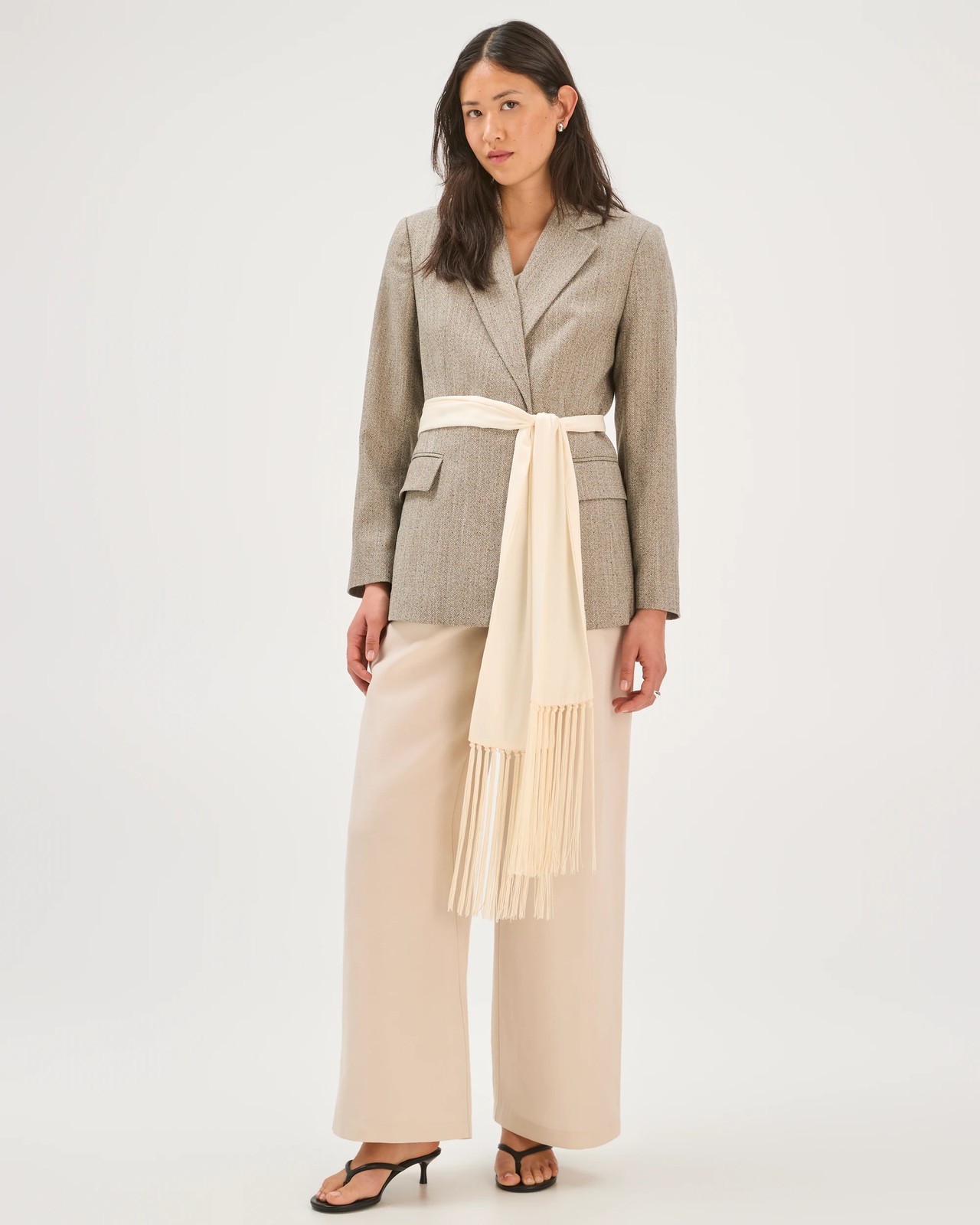 Preview Asymmetrical Herringbone Blazer 2 of 6