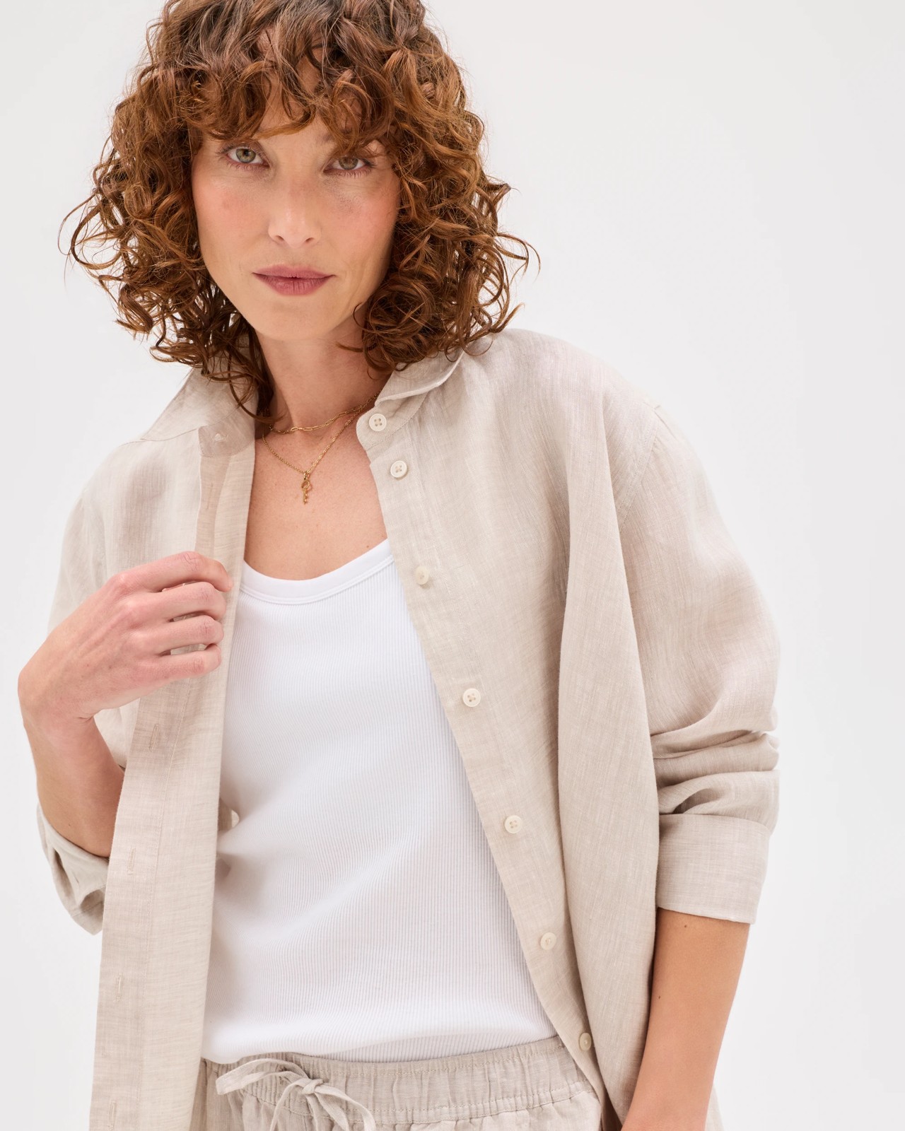 European Linen Long Sleeve Shirt - Flax 5 of 6