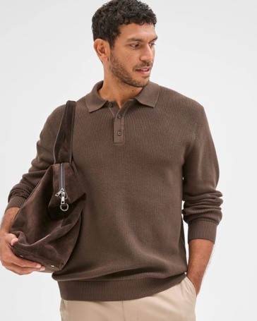 Australian Cotton Lightweight Long Sleeve Polo Neck Knit Sweater